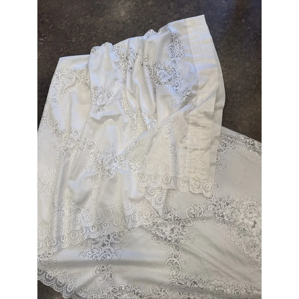 J.c. penney 54x84 inch Lace Panel Rod Pocket Off White / Ecru Scalloped Bottom